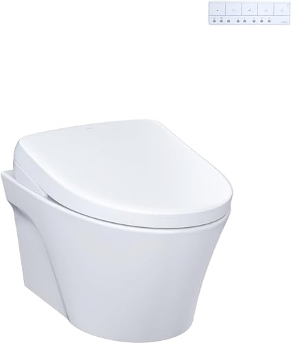 TOTO® WASHLET®+ AP Wall-Hung Elongated Toilet with S7A Contemporary Bidet Seat and DuoFit® In-Wall 0.9 and 1.28 GPF Auto Dual-Flush Tank System, Matte Silver - CWT4264736CMFGA#MS