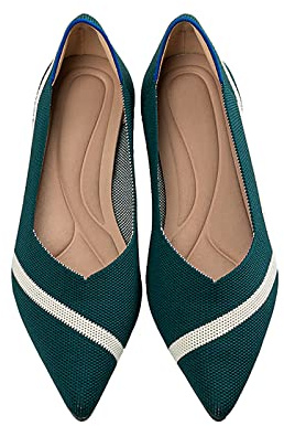 MACHSWON Women’s Ballet Dressy Flats Pointed Toe Knit Dress Shoes Slip On Casual Foldable Ballerina Walking Shoes