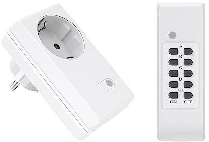 Perfect set prese radiocomandate, 1x presa radiocomandata, 1x radiocomando, interno, 220-240V 1100 watt, portata 30m, bianco