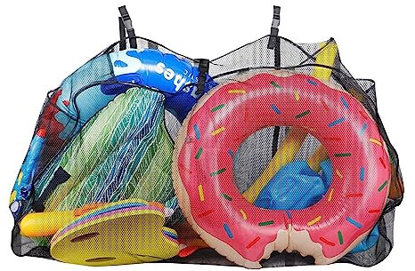 Pomurom Sac de Rangement pour Piscine Flotteur | Filet de Grande Capacité pour Stockage de Balles de Billard - Accessoires de Jeu d'eau pour l'Organisation des Jouets Gonflables Piscine