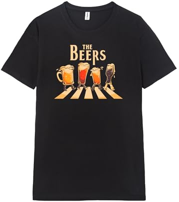 Pampling Camiseta de Manga Corta, 100% Algodón, Ropa Unisex para Hombre y Mujer, Serigrafiada con Cuello Redondo y Corte Recto, Color Negro (The Beers)