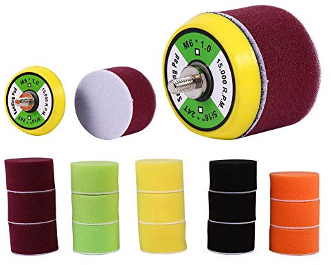 Set di Tamponi Per Lucidatura Piatta in Spugna da 16 Pezzi 2 Compatibili con Levigatrice Ad Aria E Lucidatrice Per Auto Filettatura M6x1 Kit di Qualità Professionale Per Dettaglianti Automobilistici