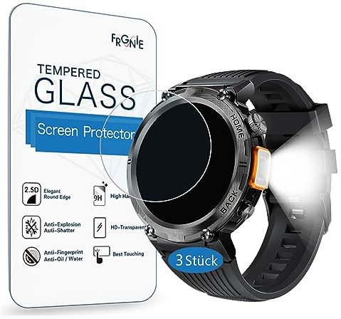 Frgnie Pellicola protettiva compatibile con IFMDA S100 Smartwatch da 1,45 (3 pezzi) di pellicola protettiva in vetro temperato, compatibile con Baolubao W50 Pro Smartwatch da 1,45 pollici