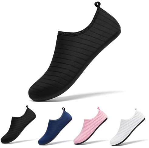 Racqua Water Shoes Beach Swim Pool Sea Surf Aqua Wet Socks Yoga Quick-Dry Breathable Weitsuit Non Slip Lightweight Shoes for Men Women Black EU42/43=UK9/9.5