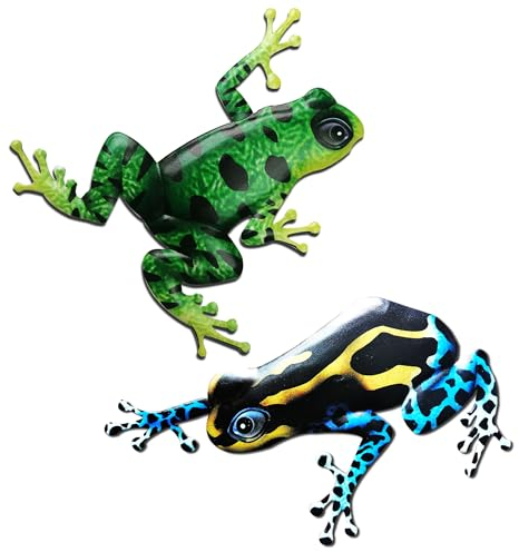 XCSJ Sculture da Parete a Forma di Rana Appeso Scultura Giardino 3D Metallo Decorazione da Parete In Ferro Battuto, da Appendere, per Interni ed Esterni, Giardino, Cortile, Casa, Soggiorno-2 Pcs (A)