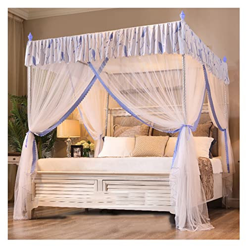 EsEntL 4-Ecken-Pfosten-Himmelbett-Vorhang mit gemütlichem Vorhang, quadratisches Netz, 3 Öffnungen, Moskitonetz, Prinzessin, Schlafzimmer-Dekoration (Farbe: B, Größe: 1,8 x 2,0 m)