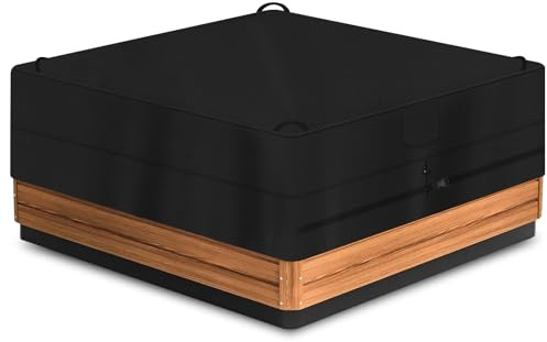 YMPPMKN Housse de Protection Spas,Bache Spa Tissu Oxford 600D Robuste avec Boucles et Cordon de Serrage, Imperméable, Coupe-Vent, Résistant aux UV Couverture de Spa (200 * 200 * 25cm,Schwarz)