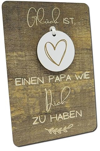 Holzkarte mit Anhänger zum Vatertag, Vatertagsgeschenk, Geschenk Papa, Bester Papa, Geschenk zum Vatertag (Glück PAPA)