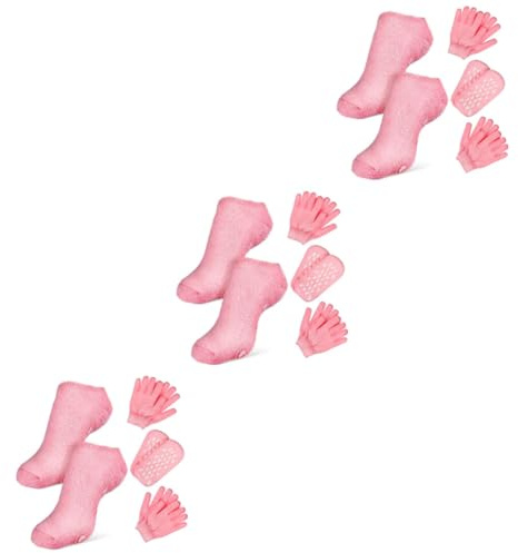 minkissy 6 juegos de calcetines hidratantes de spa, calcetines hidratantes para pies, máscara de pies, herramientas hidratantes para pies y uñas, guantes hidratantes, guantes de algodón
