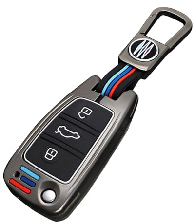HooRLZ Zink Legierung Schlüsselhülle für Audi A3, A4, A6, A8, Q2, Q3, Q7, S3, S6, RS3, RS6, R8, TT, TTS - Schlüssel Cover mit Schlüsselanhänger