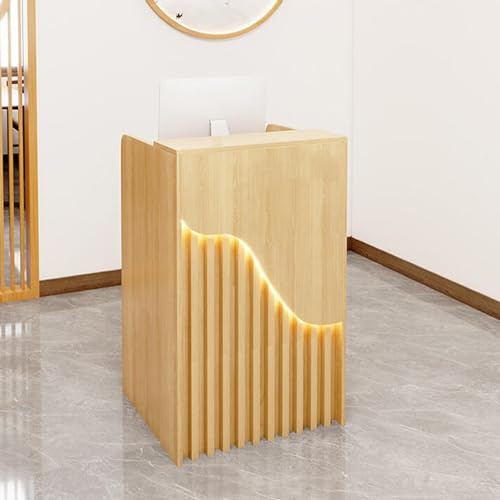 Receptionsdisk med topplatta, Disk för kassadisk, Kassadisk för detaljhandel med låsbara lådor, Receptionsdisk för kontor, Frisörmottagningsdisk, 60×40×96cm, guld