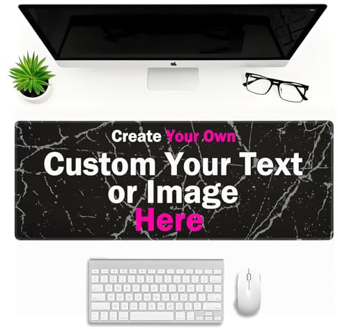 Tapis de Souris XL Personnalisé avec Photo/Texte/Logo 800x300x3mm Tapis de Souris de Jeu Imperméable Personnalisé, Tapis de Souris à Base en Caoutchouc Antidérapant pour PC Portable Ordinateur Bureau