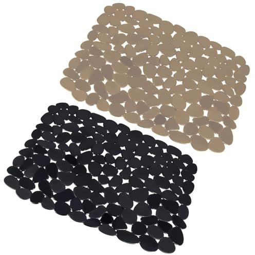 MUZHUPGUZ 2 STK Spülbeckeneinlage, PVC Spülbeckenmatte, 40x30cm Einlagen für Spülbecken Schutzmatte für Küche Bad, Kieselsteinförmige Spülbeckenschutz Abtropfmatte für Gegen Kratzer im Spülbecken