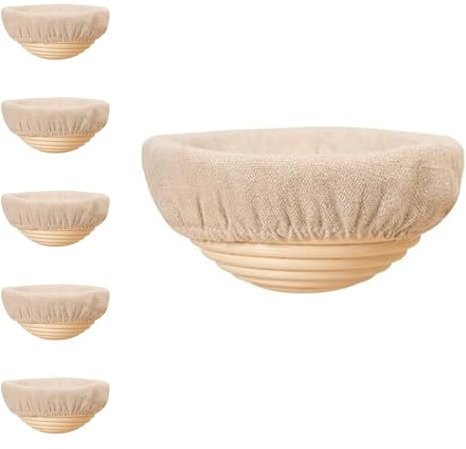 Juego de 6 cestas a prueba de pan, cesta Banneton, cuencos redondos de 6 pulgadas, cestas de ratán hechas a mano, kit artesanal para hacer pan de masa madre