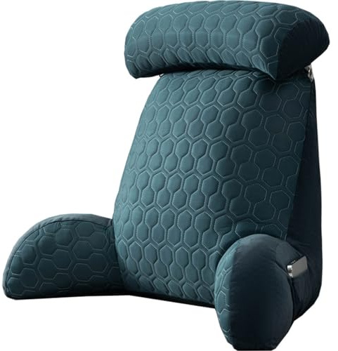 AYUOEODM Ergonomique Oreiller De Lecture pour Litou Canapé Adulte/Coussin De Lecture avec Accoudoir,Coussin Support Lombaire avec Cou Amovible,pour Jouer À des Jeux Se Détendre Lire(Dark Blue)