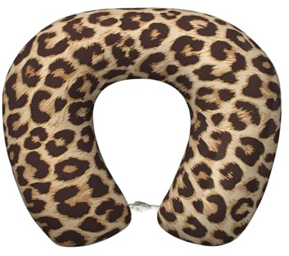 Cuscino da viaggio in memory foam con motivo leopardato, supporto per il collo per aereo, auto, casa, ufficio, vedere film, lavoro, guida, tempo libero