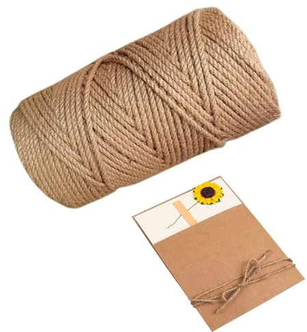 iLulala Cuerda de yute de 5 mm, cuerda trenzada de yute natural resistente y gruesa, para proyectos de manualidades, obras de arte, agrupación, decoración del hogar, aplicaciones de jardinería, cordel