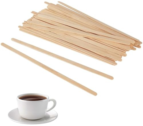 300 Stück Rührstäbchen Holz, 14 cm kaffeestäbchen einweg holz Biologisch Abbaubare Kaffee Rührstäbchen Holzstäbchen Kaffee Holz Rührstäbchen Umrührstäbchen für Kaffee, Milch, Tee und Saft