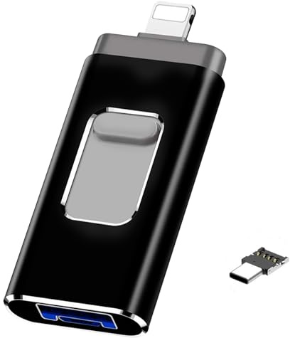USB Stick für i-Phone 64GB,4-in-1 USB3.0 Stick mit Lightnning-Port, USB-C Port und andere Port, Speicherstick für iPhone/iPad/Android-Handy/Laptop/PC (ohne App)