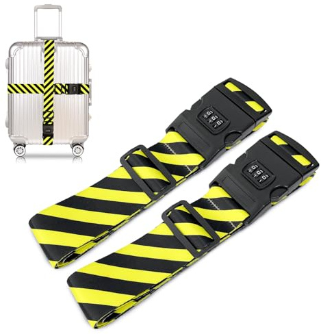 Suweir Koffergurt Kofferband Set mit Zahlenschloss Kofferband Gurt Auffällig Kofferbänder- 5 * 190cm Einstellbare Koffer Gurtband Koffer Zubehör für Schnell erkennen Gepäck Reisetasche