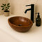 Lendo Online Lavabo sobre encimera ovalado de teca 30x25 / 40x30 / 60x40 cm – Lavabo de madera maciza para baño o aseo – Superficie lisa – Producto natural con vetas únicas (30x25cm)