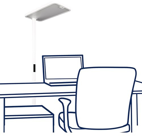 Lampada da terra a LED per ufficio, 100 W, con funzionamento touch – Lampada da lavoro dimmerabile con sensore di luce diurna e movimento, 9600 lm, 4000 K, bianco neutro, UGR<12 – Lampada da ufficio