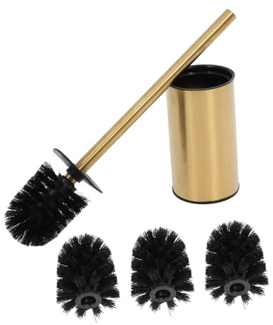 Mikikit 1 Ensemble Brosse et Support pour Toilette Acier Inoxydable avec Manche Long Accessoire Élégant pour Salle de Bain avec Têtes de Brosse Design Pratique et Durable