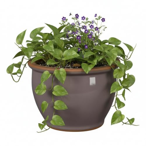 Vaso da fiori in ceramica resistente al gelo - Vasi da esterno resistenti alle intemperie per giardino e terrazza in crema, lavanda, blu tenue. Dimensioni da 18 cm a 38 cm (lavanda, 30 cm x 22 cm)