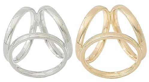 2 Pcs Scarf Buckle Women Three Rings Scarf Ring Elegant Silk Scarf Clasp Clips Large Clothing Wrap Holder Triple Sliding Neckerchief Clamps Decorate Accessory for Ladies Girls, Silver and Golden