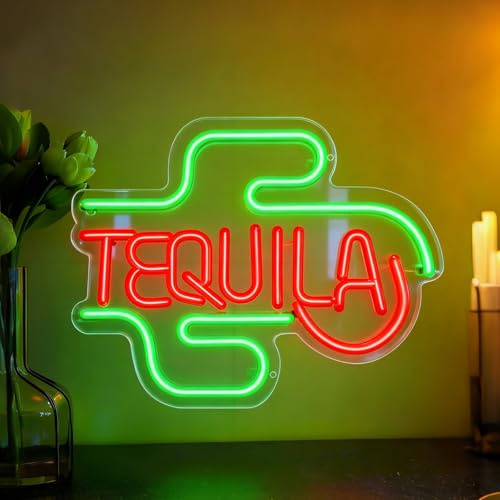 Tequila Neon Schild, LED Bar Neon Sign für Wand Deko, Dimmbare Neonlichter USB Power für Schlafzimmer Wohnzimmer Bar Pub Club Home Hochzeit Geburtstag Party Männ Höhle