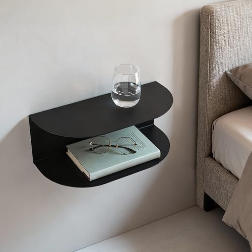MILUKA Set med 2 Moderna Sovrumsskåp 40 x 20 cm | Väggmonterat Nattduksbord Svart, 2 Nivåer | Vägghylla som Flexibelt Små Nattduksbord, Entrékonsol