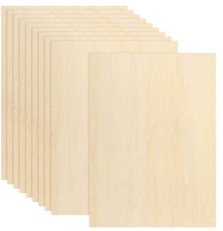 QUARKZMAN 10 Piezas De Hojas De Madera De Tilo 8 X 12 X 1/8 Pulgadas | Paneles De Madera Contrachapada, Ligeros/Duraderos, Para Pintura Casas De Muñecas Modelos De Aviones