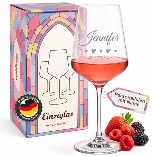 glastal Geschenke für Frauen Personalisiertes Weinglas mit Gravur Herz | Leonardo Gläser, 560 ml Rotweinglas Weißweinglas Geburtstagsgeschenk für Frauen, Beste Freundin, Ehefrau– Made in Germany
