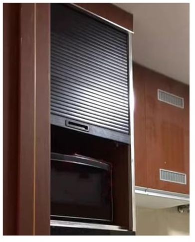 Porte tambour noire for armoire de cuisine, porte pliante coulissante en ABS for placard et rangement de placard(65x50cm (25.6x19.7))