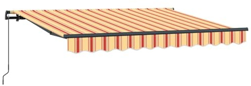 Yisssmeng Auvent rétractable jaune 350 x 200 cm - Auvent à bras articulé avec cadre en aluminium robuste et tissu rayé - Protection solaire manuelle pour terrasse, balcon et jardin