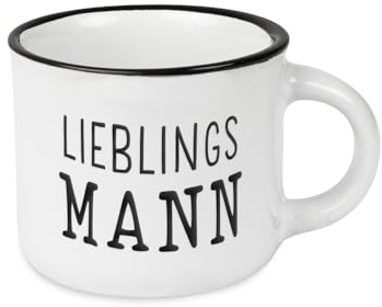 Espressotasse vintage| Mini Keramik Becher zum verschenken | 95 ml | Lieblingsmann, Weiß