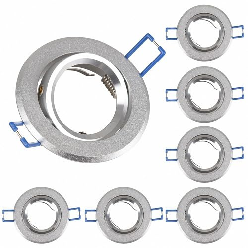 Mextronic einbaurahmen-mr16: 6x Einbaurahmen MR16 SET 68mm inkl MR16 12V Fassung 16302-4 aus Aluminium für MR16 GU5,3 12V LED Spot, LED Spot, normale Halogen