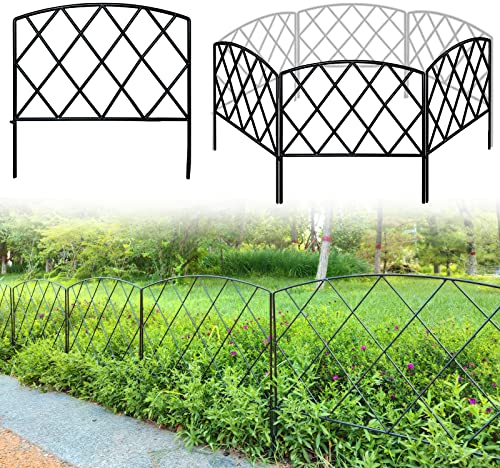 Thealyn Dekorativer Gartenzaun aus Metall, 61 cm breit x 61 cm hoch (5 Paneele, Gesamtlänge: 3 m), Metallbordüre, Klappzaun, Landschaftszaun für Blumenbeet, Bäume, Tierbarriere