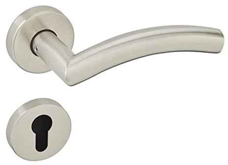 1 Juego de manillas EMIL perfil cepillado (PZ) en roseta redonda juego de manillas con material de fijación de Sotech