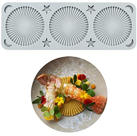 TUKE 3D Hollow Lace Fondant Molds Fruits Leaf Shape Lace Mat Party Cake Decoration Tool Cupcake Mat Silicone Molds for Polymer Clay Chocolate Baking Gummy Mould (Shell_10.96x3.88x0.2inch_O)