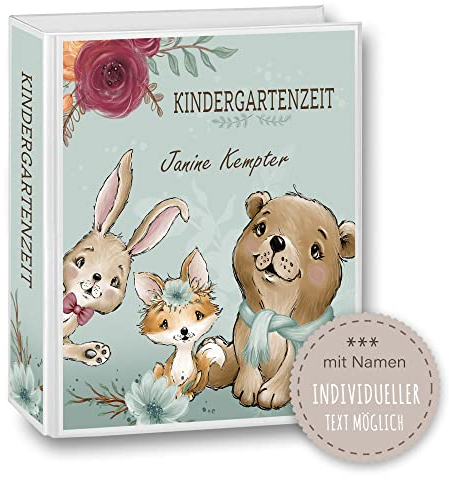 Kindergarten Ordner personalisiert mit Namen und Wunschtext Foresto Gruppe A4 - Meine Kindergartenzeit Kindergartenordner Portfolioordner Sammelordner Waldtiere Junge Mädchen