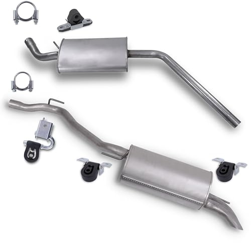 ATEC Germany Set di silenziatori di scarico 1x Silenziatore centrale, 1x Silenziatore posteriore, con materiale di montaggio Compatibile con VW TRANSPORTER T4