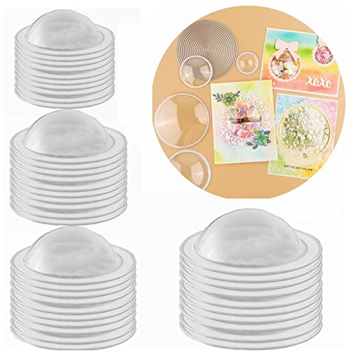 Briartw Juego de 40 fundas redondas abovedadas para coctelera de plástico transparente con 4 tamaños para álbumes de recortes y manualidades