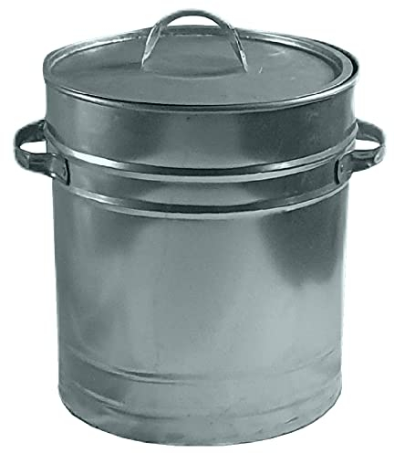 30L Ash Bin Bucket with Lid & Handles for Fireplaces Fire Pits Wood Coal Burning Stove Metal Charcoal Bin Box Outdoor or Indoor Galvanised Steel 30 Litre