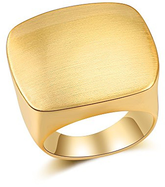 Aprilery Gold and Silver Rings for Women, Chunky Signet Statement Rings Gold Plated Band Ring Wide Metal Square Rings Cocktail Costume Jewelry