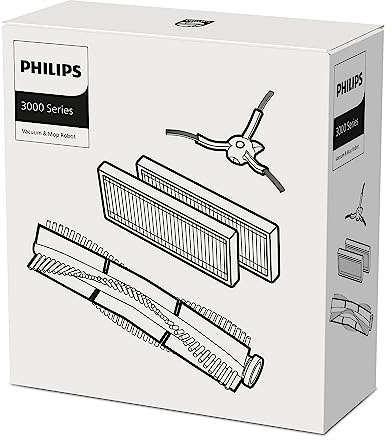 PHILIPS Homerun 3000 Original-Ersatzkit, 2 EPA11-Filter | Zubehör für die Homerun 3000 Series, Hauptbürste & Seitenbürste (XV1433/00)