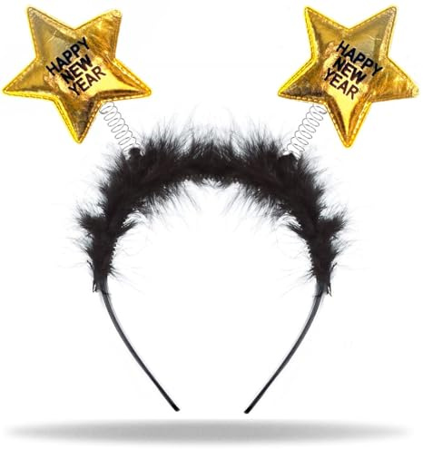 Hatstar Happy New Year Haarreif | Deko Accessoire zu Silvester & Neujahr Party | Haarschmuck für Damen, Herren & Kinder