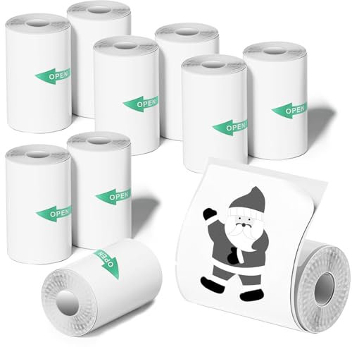 10 Rolls Mini Thermal Printer Sticker Paper, 57 X 25mm, Mini Pocket Printer Sticker Paper for Most Kids Instant Camera, Kids Instant Camera Refill Mini Printer Paper