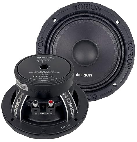 Orion XTR XTX654DC High Efficiency 6.5 Mid-Range Dust Cap Loudspeakers, 1400W Max Power, 350W RMS, 4 Ohm, 1.5 Voice Coil - Pro Car Audio Stereo, Midrange Speakers (Pair)