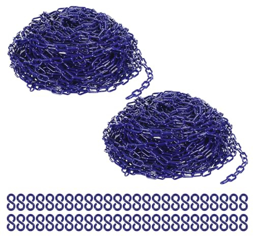 PATIKIL 120m Absperrkette Kunststoff mit 50 Kettenglieder Warnkette Plastikkette Sicherheitskette Plastik Dekorationskette von Flächen stabil für Absperrung, Blau
